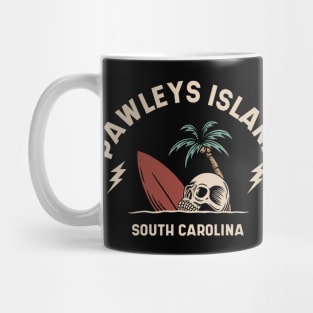Vintage Surfing Pawleys Island South Carolina // Retro Surf Skull Mug